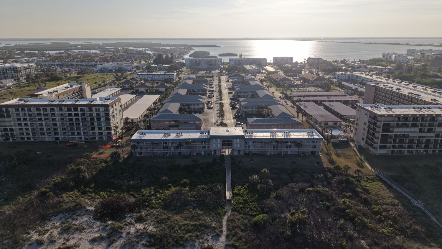 Beachfront condos from the dunes, looking inland